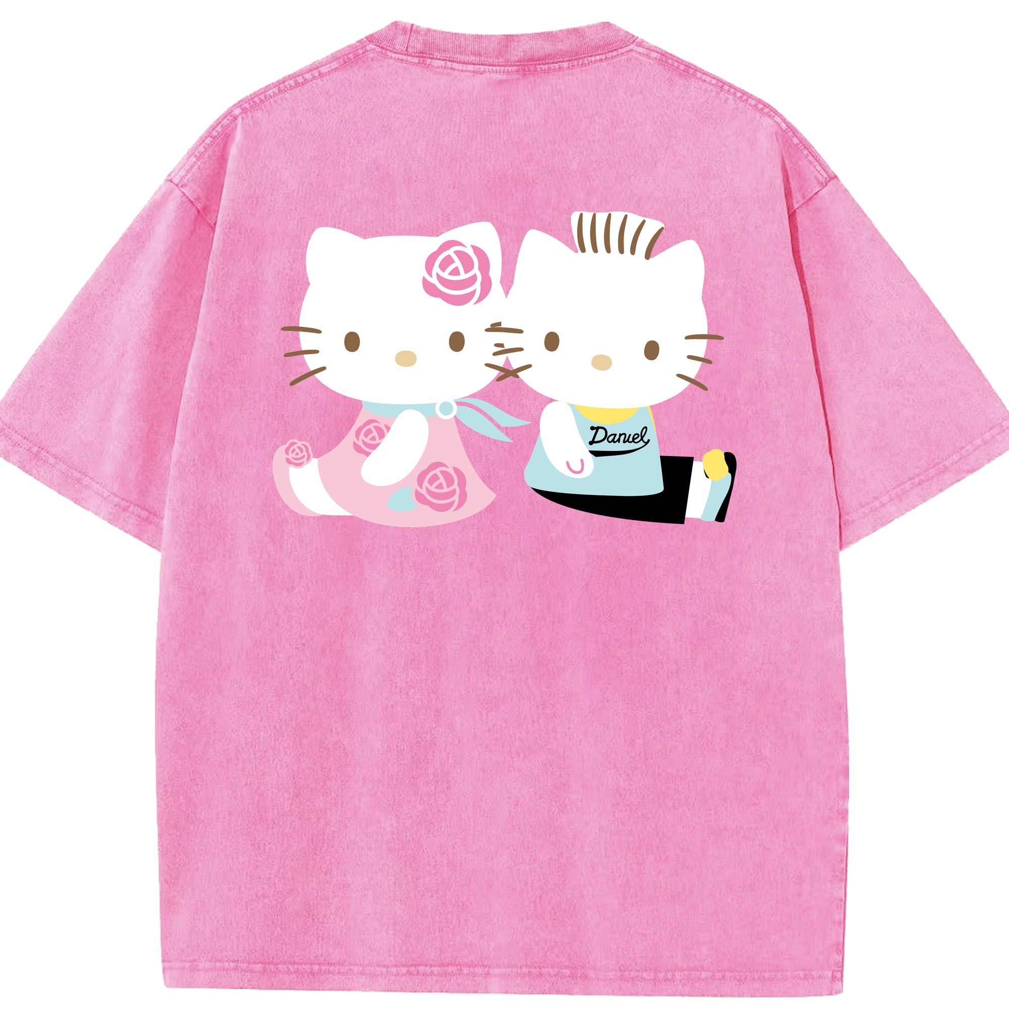 （画像用） Hello Kitty ハローキティ 綿100% ヴィンテージ風 半袖Tシャツ（背面プリント）